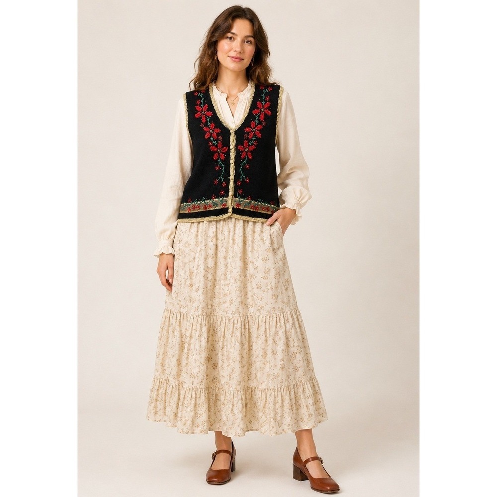 Vintage Designer Originals Studio Holiday‎ Sweater Vest Womens LP Joy Knit